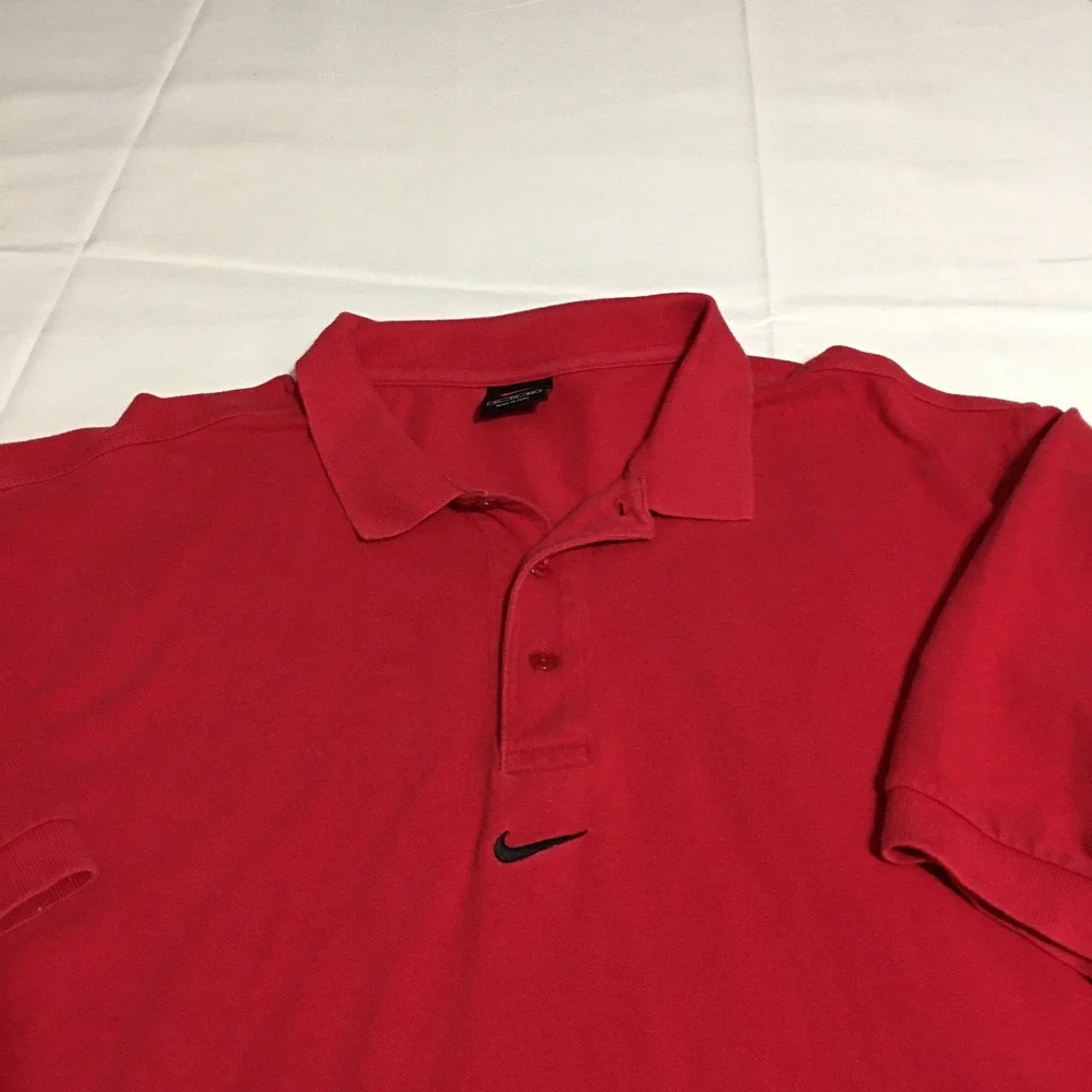 Nike Polo Shirt Mens XL Red Short Sleeve Middle Swoosh Logo Y2K